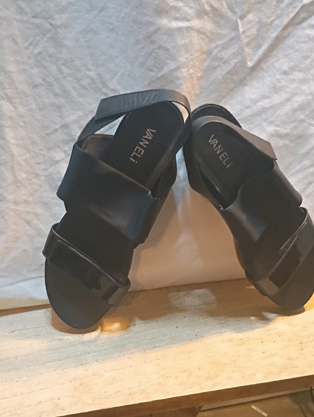 Vaneli Black Wide-Strap Slide Sandals Size 9
